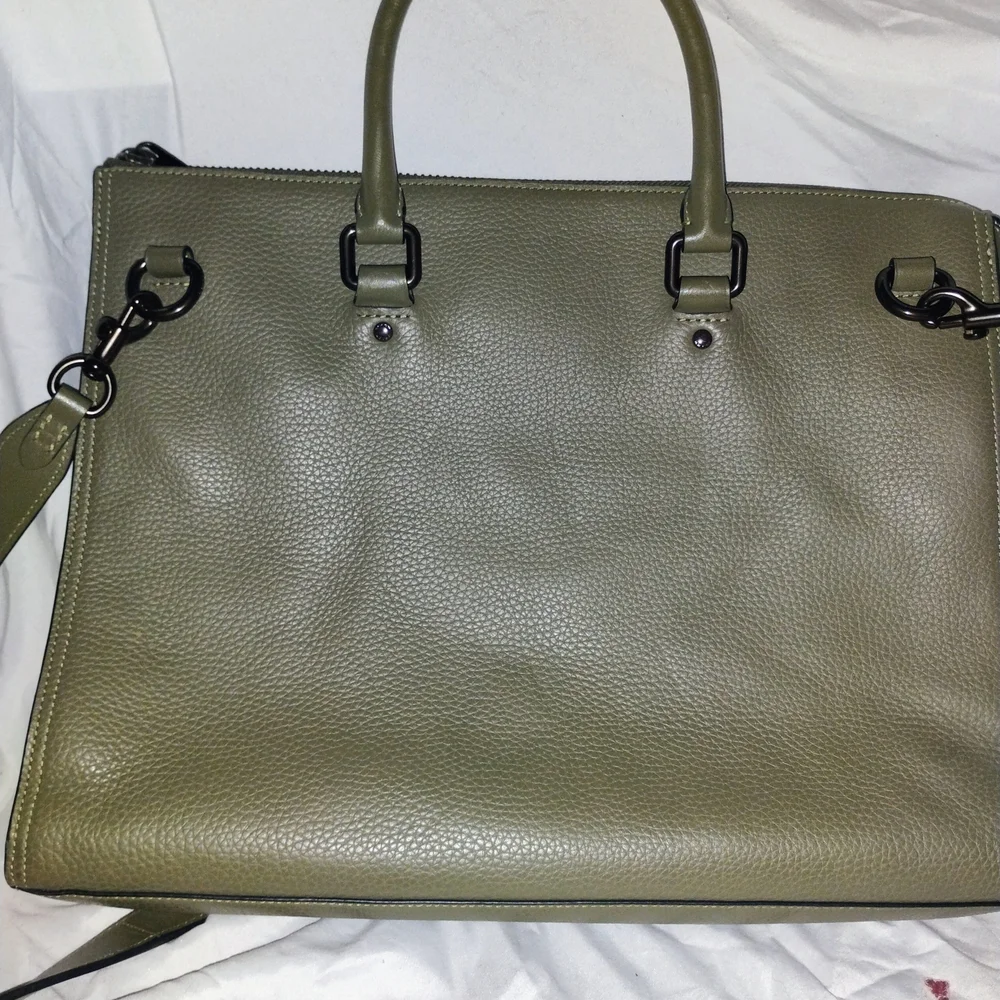 Coach Olive Green Pebbled Leather Satchel